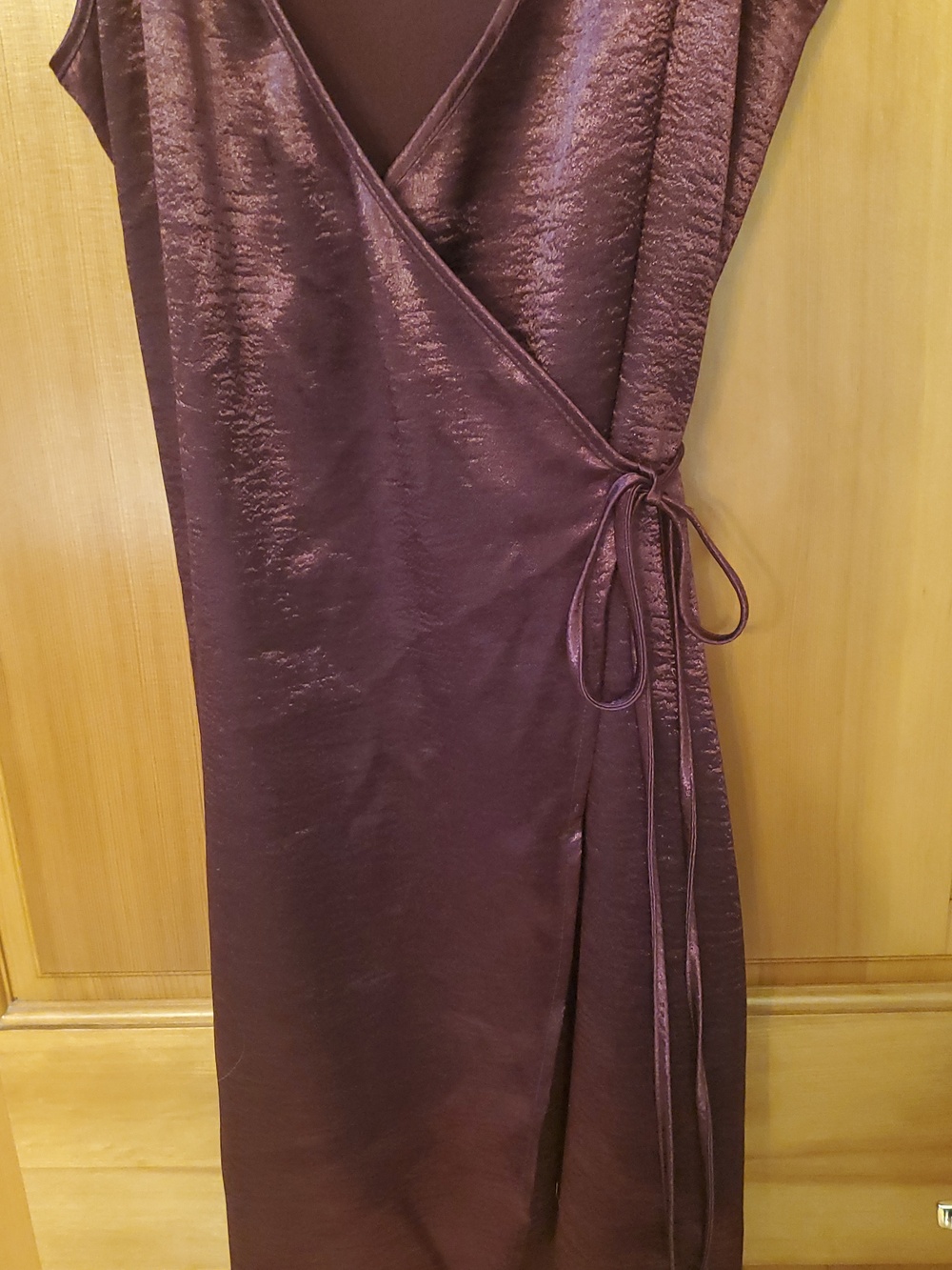 Leith Purple Textured Satin Asymmetrical Wrap Slip Dress Size M - Picture 7 of 8
